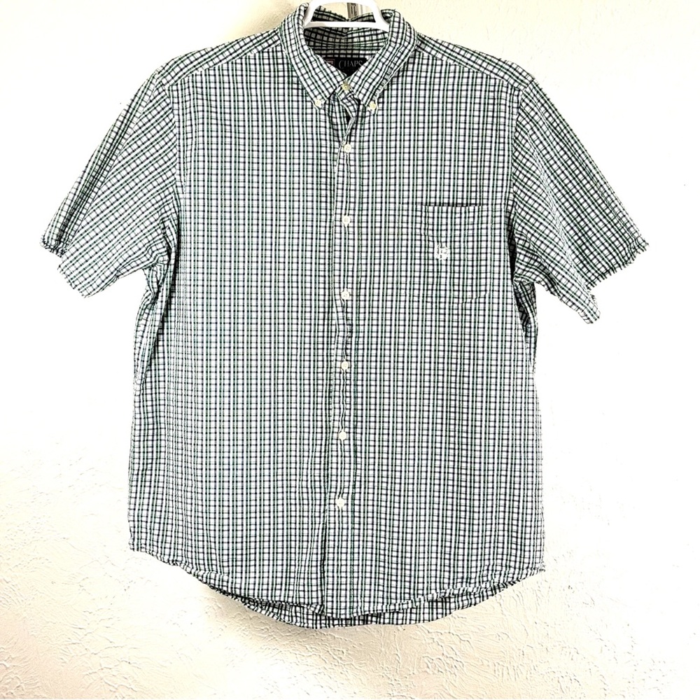 Chaps Navy Green‎ Plaid Casual Shirt